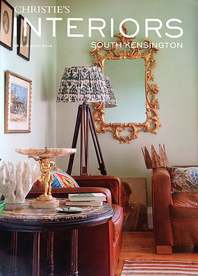  Susan Deliss ikat lampshade featured on cover of Christies South Kensington interiors magazine, July 2014
