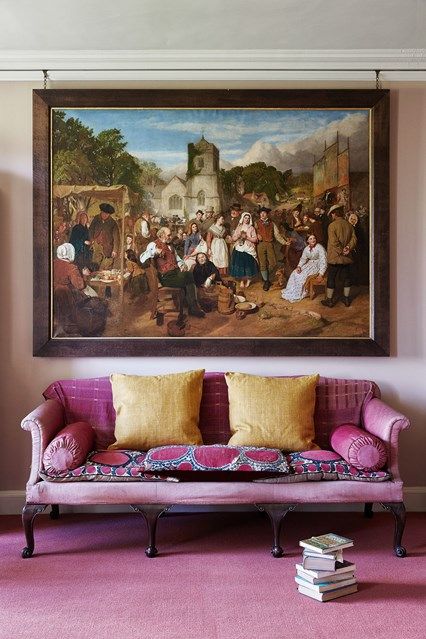 The Paisley Bedroom of the Carskiey Estate, named after the painting of Paisley Fair above the antique sofa with suzani cushions.