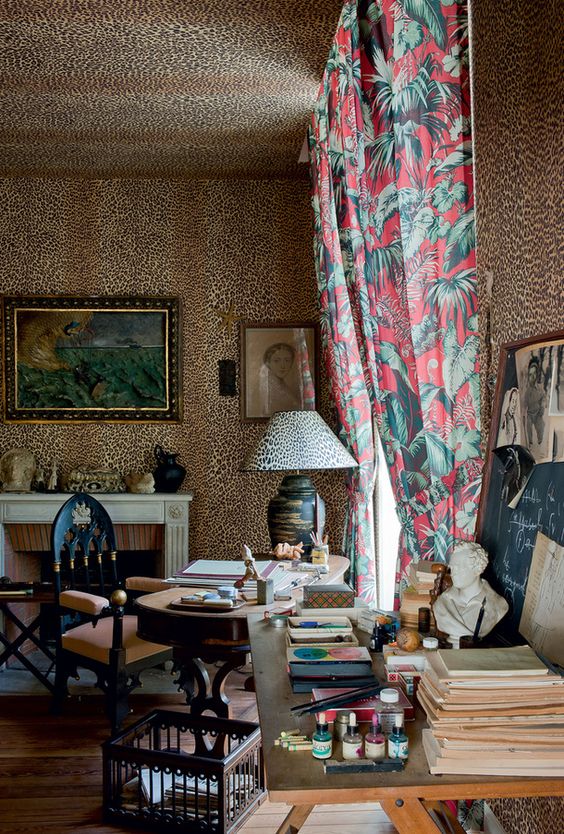 Jean Cocteau's studio at his home in Milly-la-fôret, decorated in collaboration with Castaing.