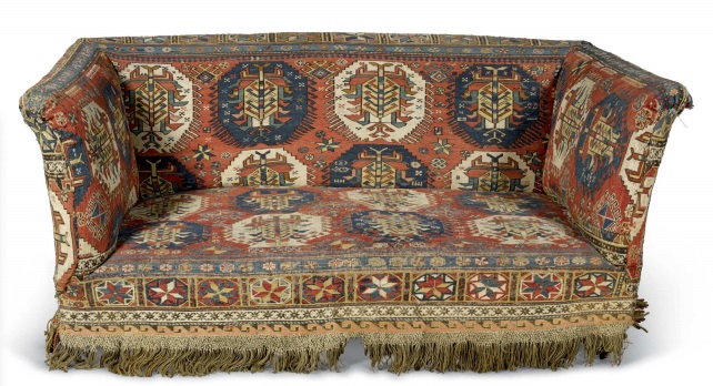 Upholstered sofa. East Caucasus. The Soumakh circa 1870. The sofa victorian.