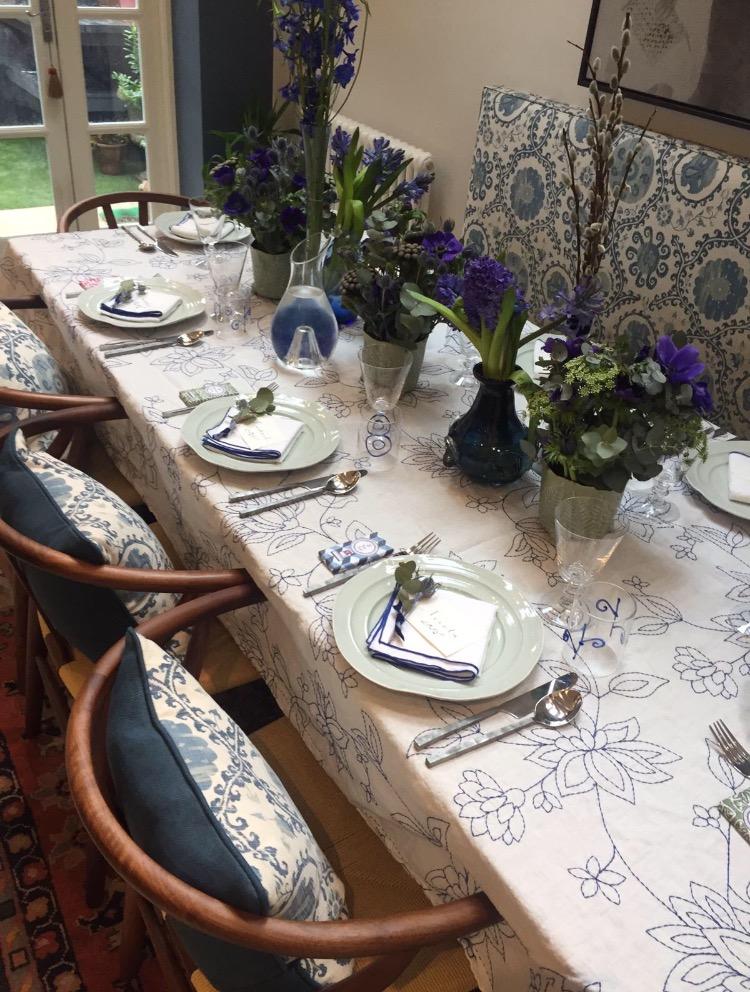  stunning table setting by Maria Castellanos for Rococo interiors 's last networking  lunch at home.