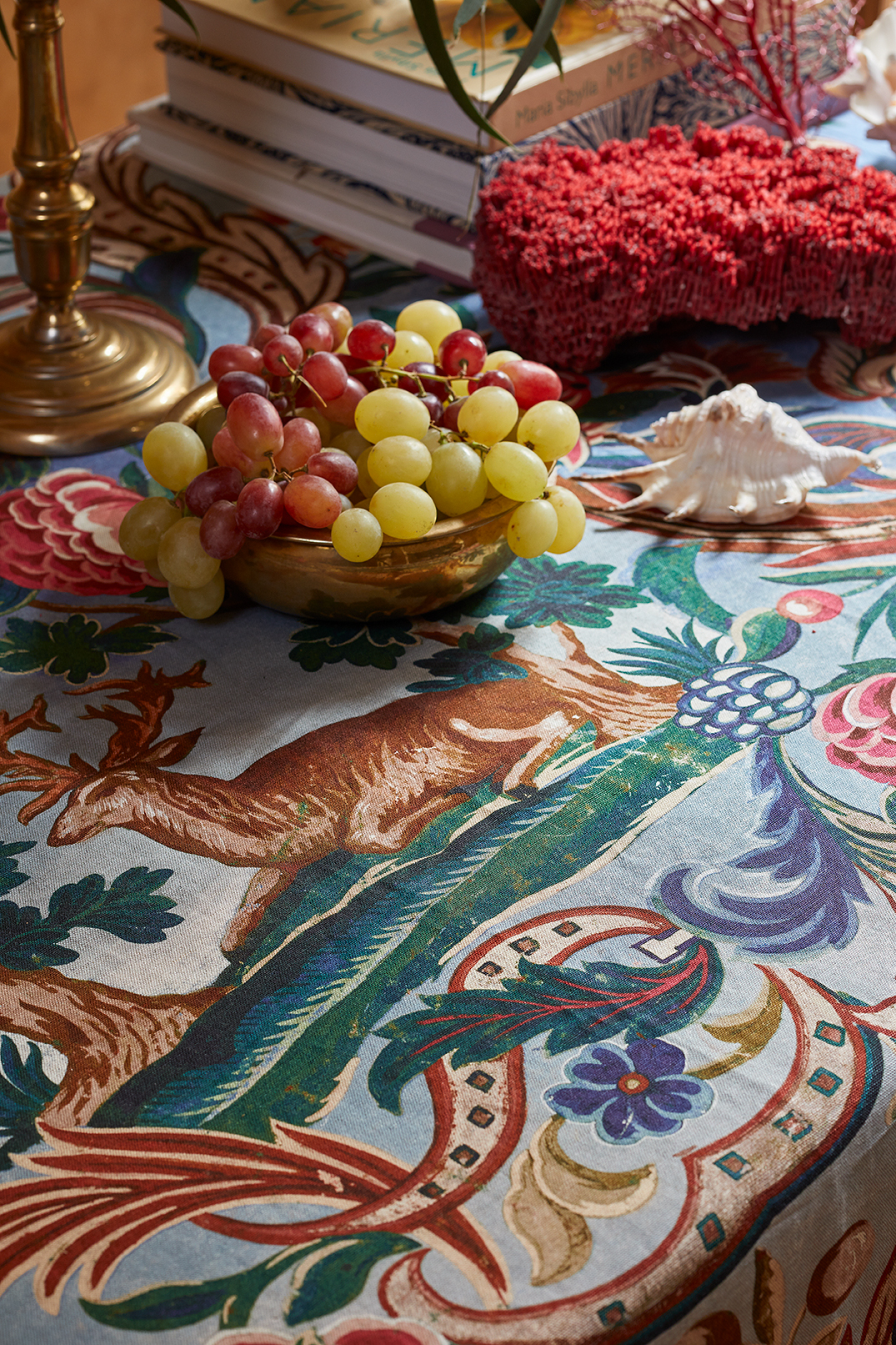 Melian-Raldolph's collection for Güell-LaMadrid is called Bloomsbury and includes linens, linen sheers, velvets, jacquards, cottons in four colorways that range from blues and greens to terracotta and ochres.