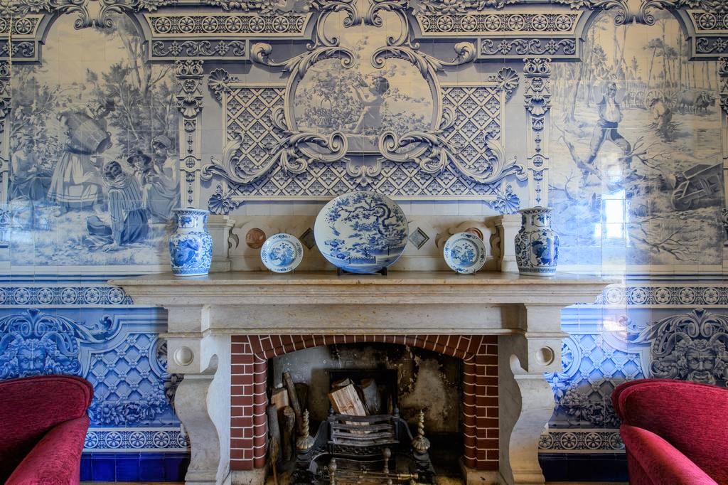 Beautiful blue and white tiles at Palacio de Rio Frio Bed and Breakfast in Portugal