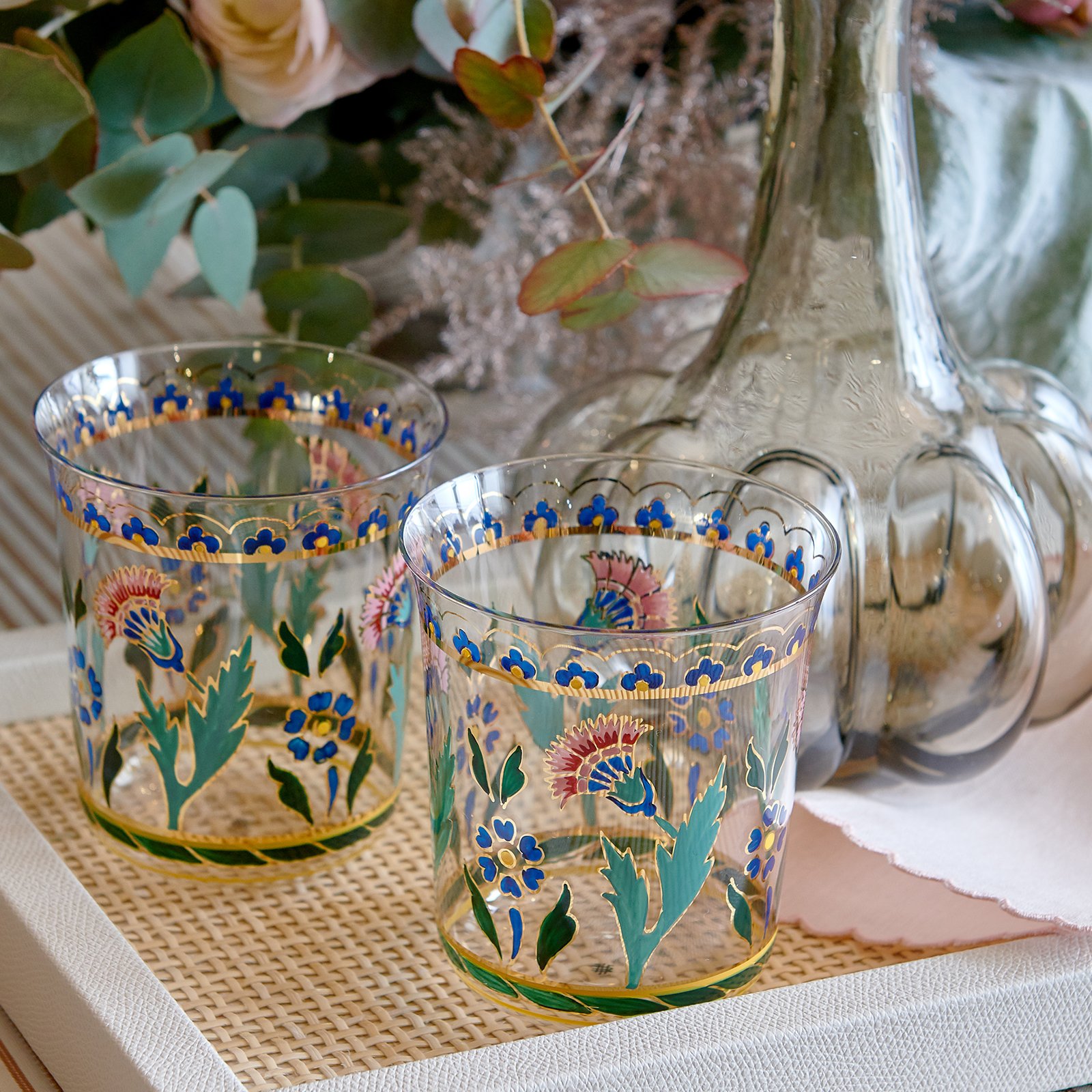 Lobmyr persian flower handpainted glasses