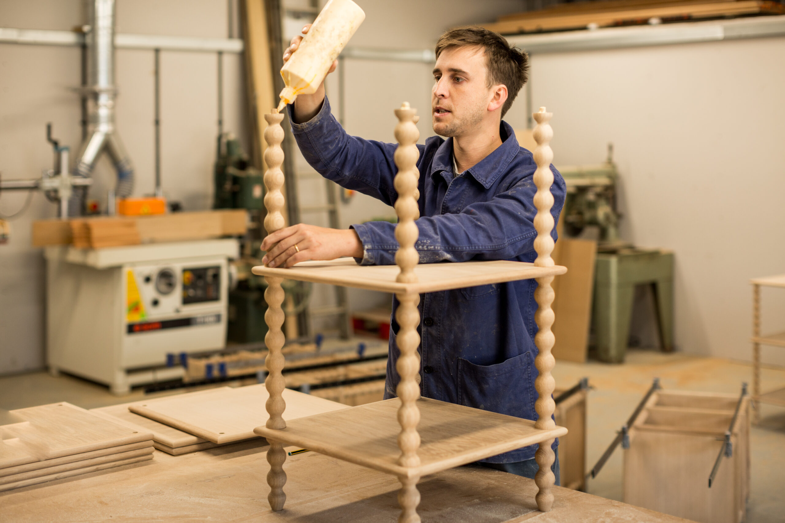 alfred newall workshop with bobbin tables