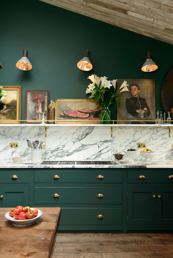 Devol kitchens green cabinets
