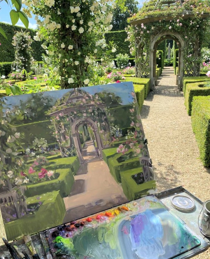 Phoebe Dickinson paiting the garden at Seend Manor