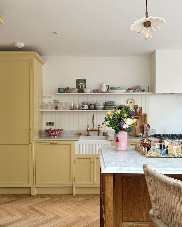 Yellow kitchen cupboards